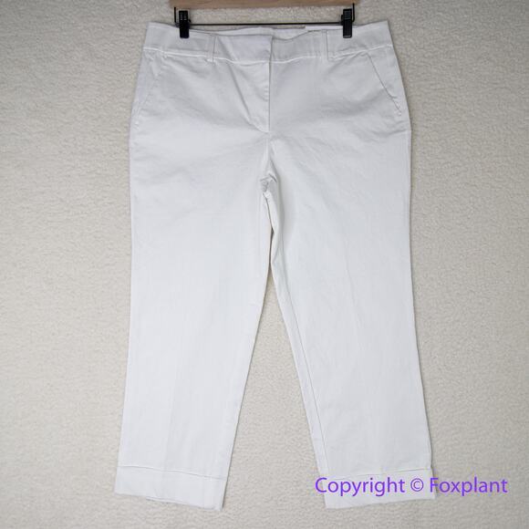New!‎ Ann Taylor cream/ivory white mid rise slim leg above ankle pants, size 12 - Picture 1 of 14